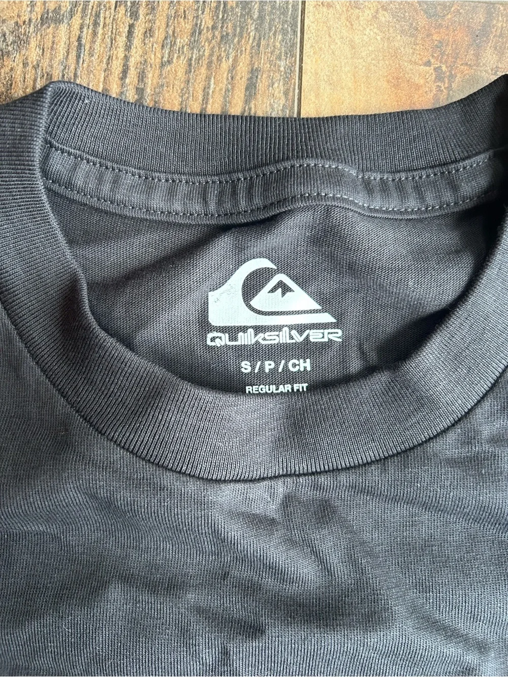 Quiksilver Black Short Sleeve Tee with Red & Teal Logo